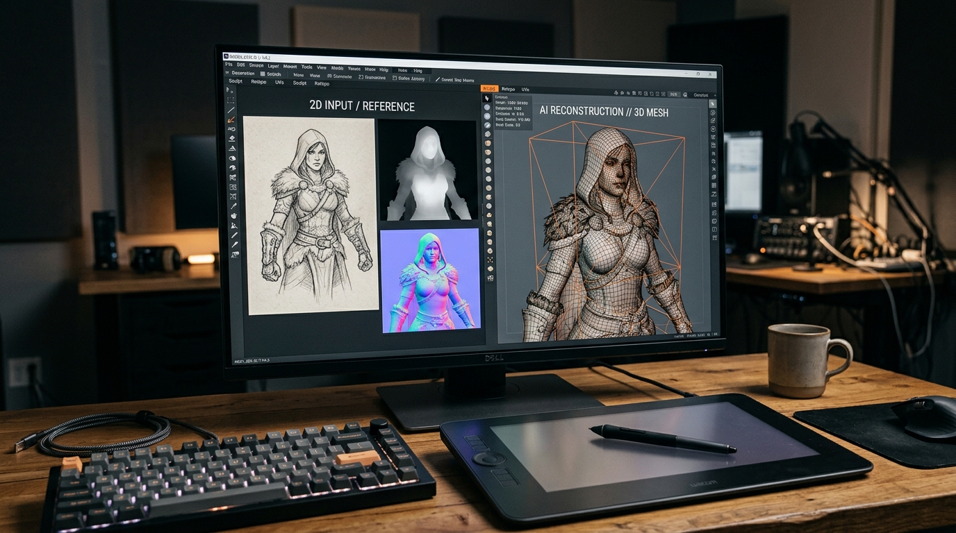 Digital 3D Mesh reconstruction from 2D concept art in our lab