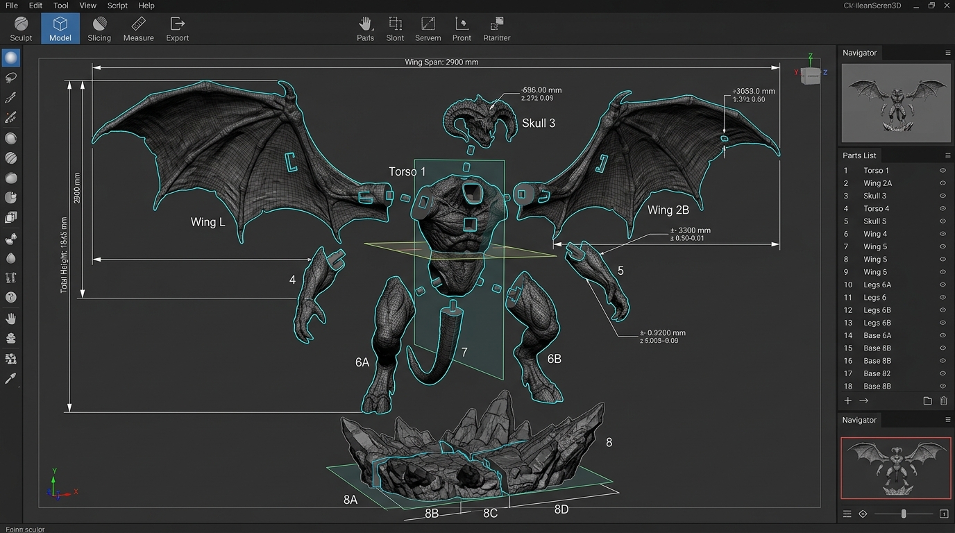 Finished Balrog collectible sculpture prepared for modular assembly